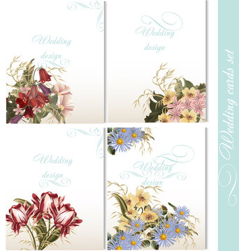 Collection of wedding backgrounds with flowers