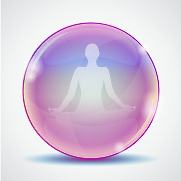 meditation bunte glaskugel