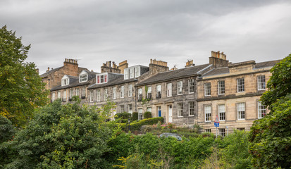 Fototapeta na wymiar Side view of vintage facades in Edinburgh