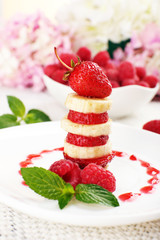 Fresh strawberry with banana