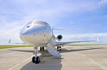 Fototapeta na wymiar Luxury Private Jet Airplane - Side view - Bombardier Global