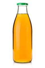 Crédence de cuisine en verre imprimé Jus Jus de pomme dans une bouteille en verre