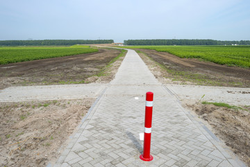 Bicycle road under construction in summer