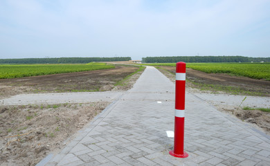 Bicycle road under construction in summer