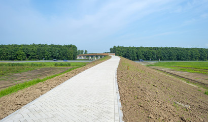Bicycle road under construction in summer