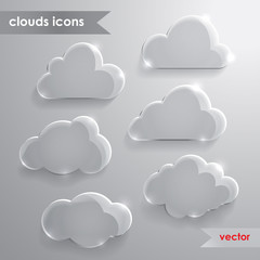 Cloud icons with long shadow