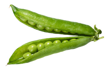 Fresh green peas in the pod