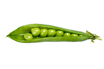 Fresh green peas in the pod