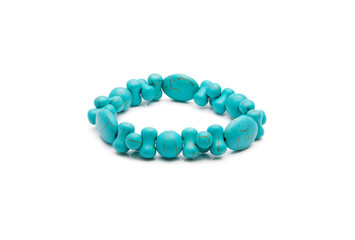 Bracelet from  turquoise stone isolated on a white background