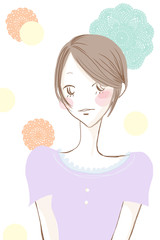 ショートカットの女性イラスト