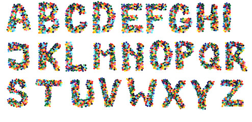alphabet from plastic caps