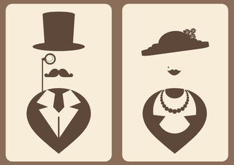 lady and gentleman vintage symbols