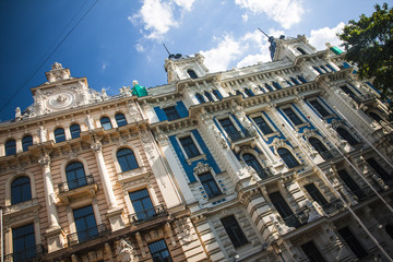 Fototapeta premium in the art nouveau district of the latvian capital Riga.