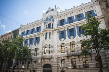 Obraz premium in the art nouveau district of the latvian capital Riga.