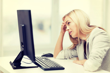 stressed woman with computer