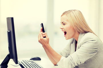 angry woman with phone