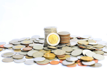 Coin of Thailand on white background