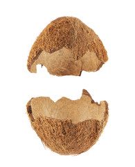 Coconut fruit shell cut in half