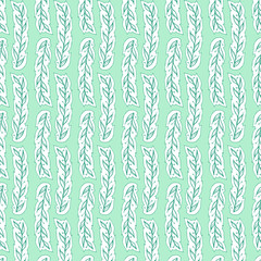 Seamless pattern with silhouettes of leaves on long stalks