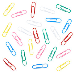 Multiple colorful paper clips