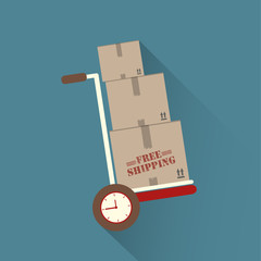 Free shipping hand truck with time concept