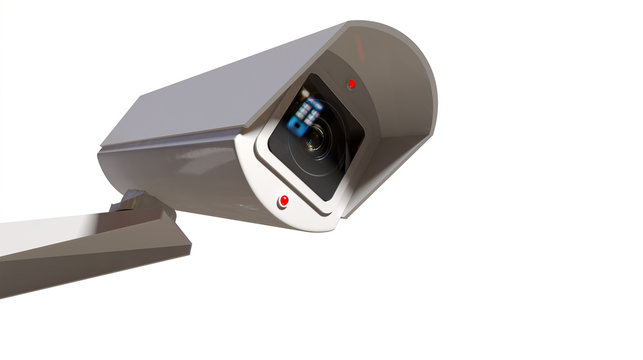 Surveillance Camera On White