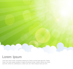 Fototapeta premium Abstract Natural Sunshine and Cloud Vector Background.