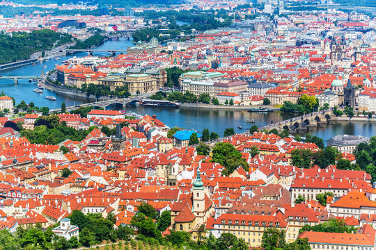 Aerial panorama of Prague, Czech Republic