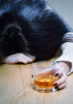 woman in depression drink