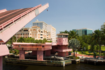Obraz premium Brücke, Fort Lauderdale, Yacht, Schiff, Pier, Kai, Hafen