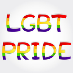 "LGBT pride" phrase stylized with rainbow
