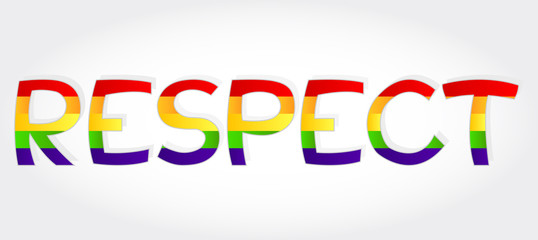 Respect stylized word with rainbow