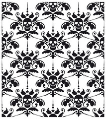 Pattern baroque with skulls