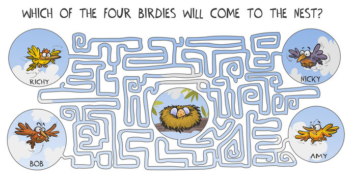 Funny labyrinth with birds.