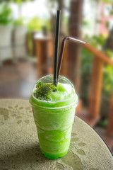 Apple juice green smoothie.