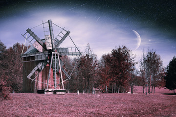 village in winter. Elements of this image furnished by NASA