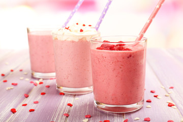 Delicious milkshake on table