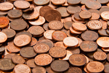 Coins background.  euro coins.  cent coins. euro cents.