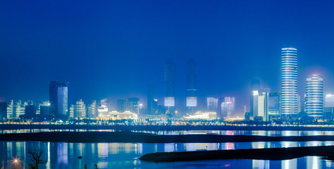 Obraz premium financial district night view