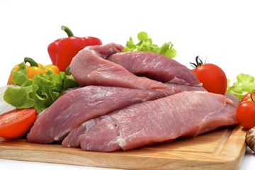 Fresh meat ready to be cooked isolated on white ( pork )