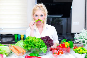 Pretty Woman in the kitchen