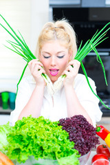 Pretty Woman in the kitchen