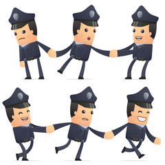 set of policeman character in different poses