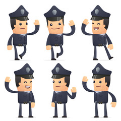 set of policeman character in different poses