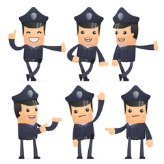 set of policeman character in different poses