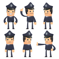 set of policeman character in different poses