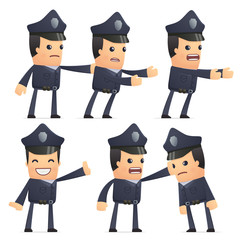 set of policeman character in different poses
