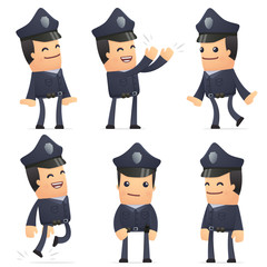 set of policeman character in different poses