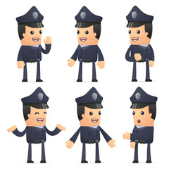 set of policeman character in different poses