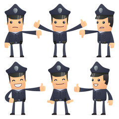 set of policeman character in different poses